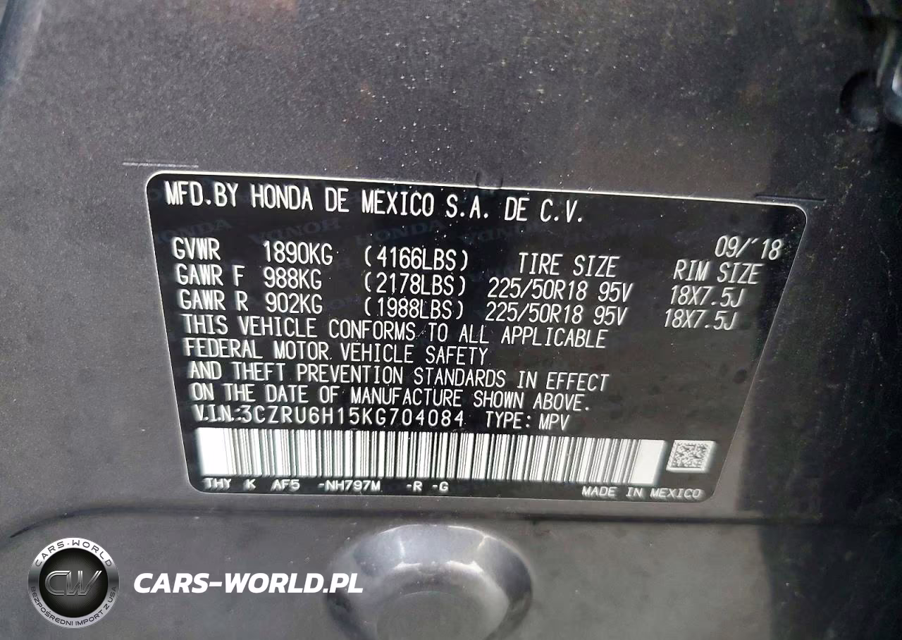 2019 Honda Hr-V Sport VIN:3CZRU6H15KG704084 - 13