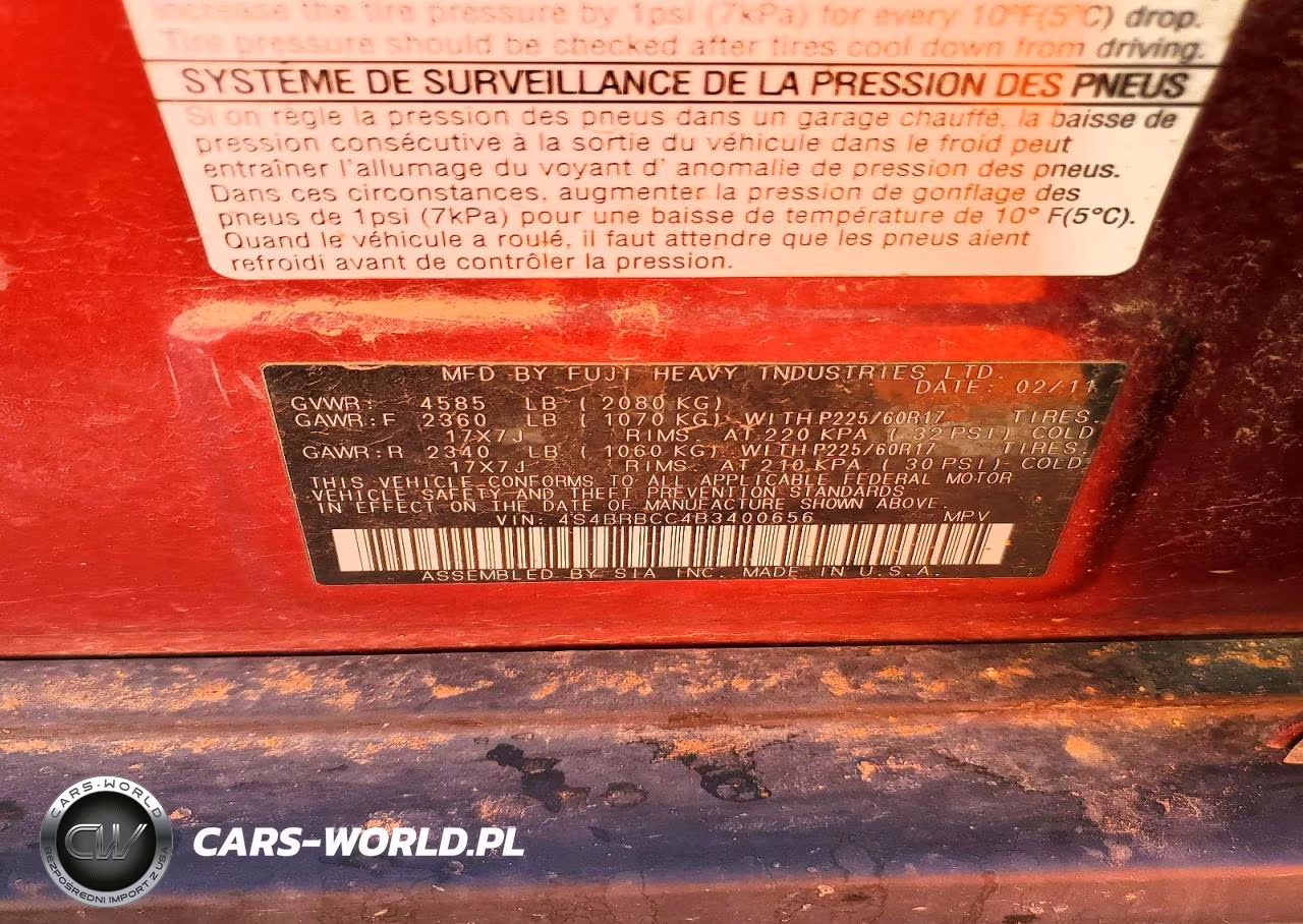 2011 Subaru Outback 2.5I Premium VIN:4S4BRBCC4B3400656 - 12