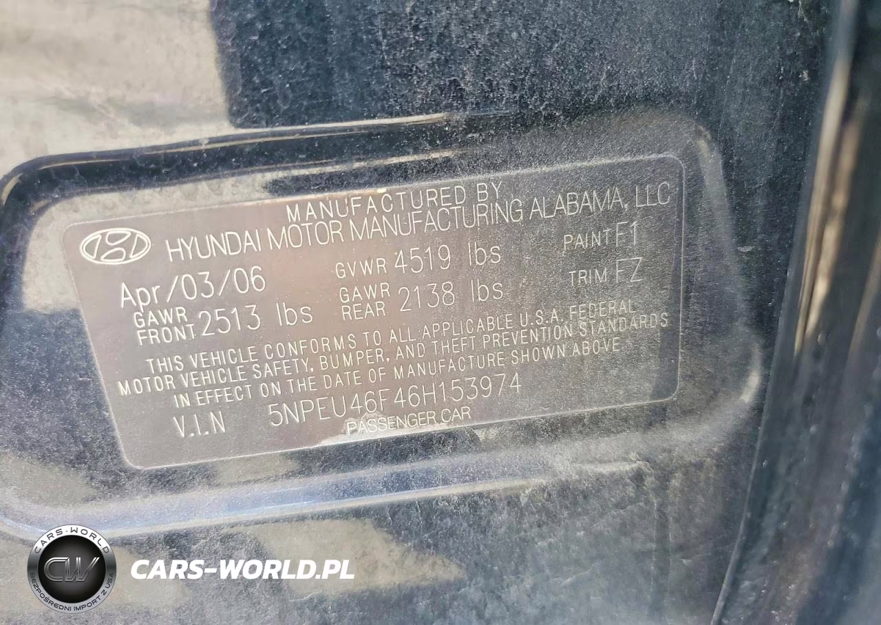 2006 Hyundai Sonata Gls V6 VIN:5NPEU46F46H153974 - 12