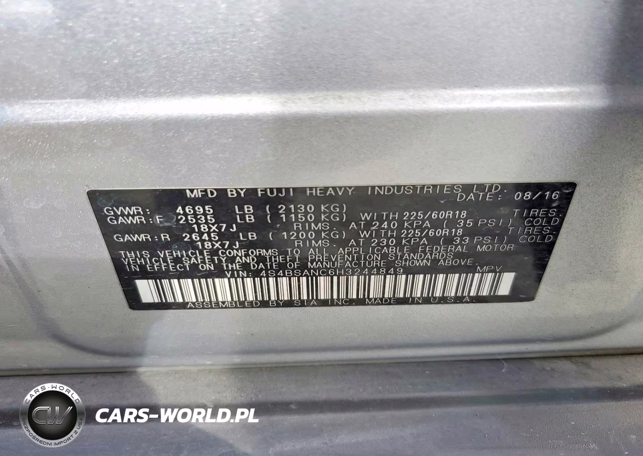 2017 Subaru Outback 2.5I Limited VIN:4S4BSANC6H3244849 - 13
