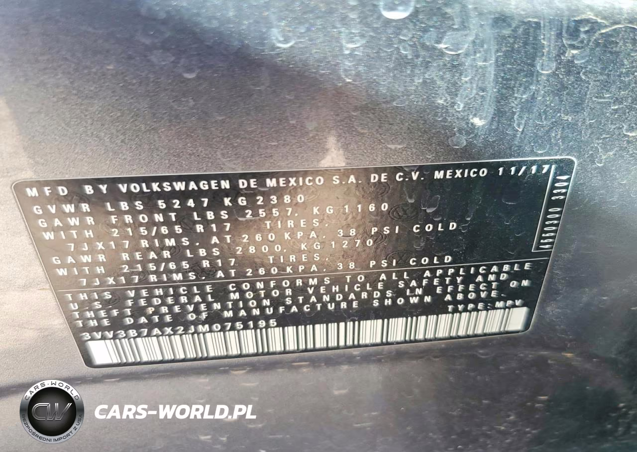 2018 Volkswagen Tiguan Se VIN:3VV3B7AX2JM075195 - 13