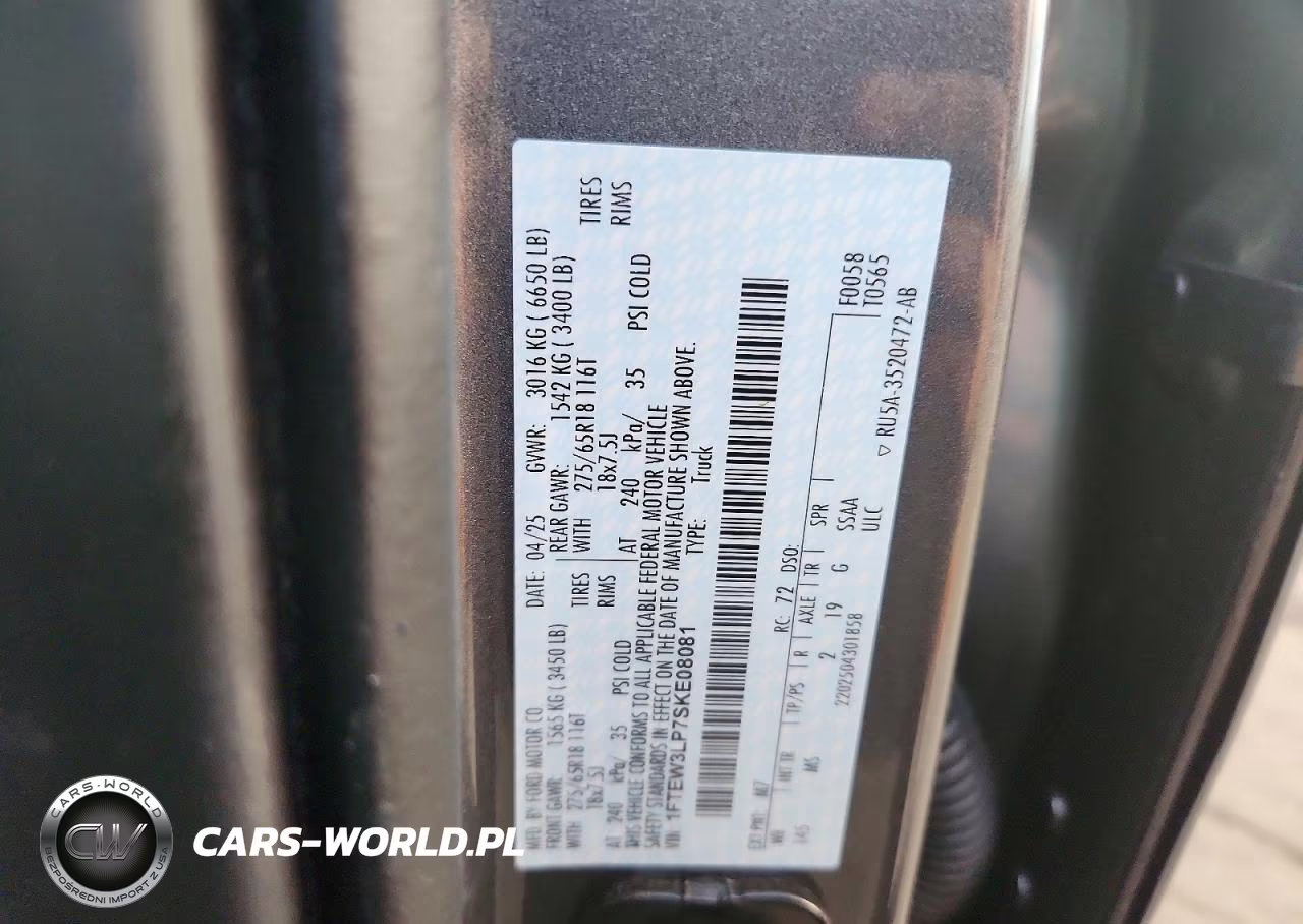 2025 Ford F150 Xlt VIN:1FTEW3LP7SKE08081 - 12