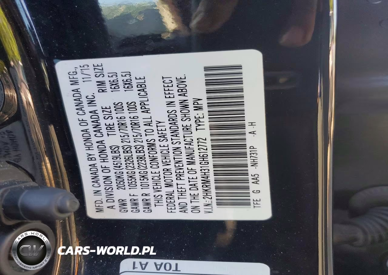 2016 Honda Cr-V Lx VIN:2HKRM4H31GH612772 - 12