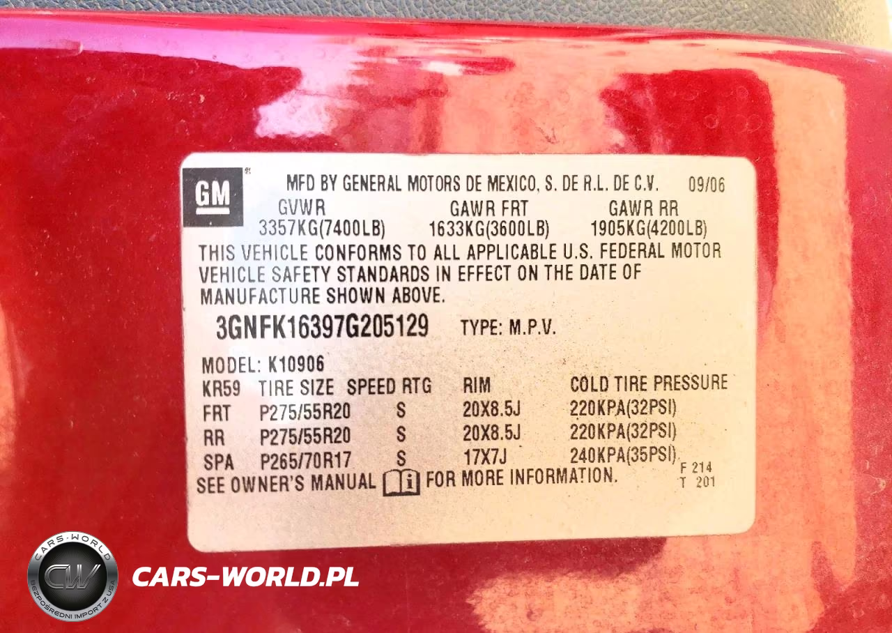 2007 Chevrolet Suburban K1500 VIN:3GNFK16397G205129 - 13