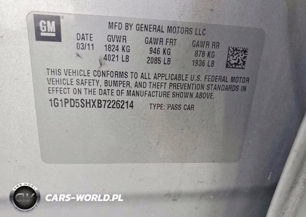 2011 Chevrolet Cruze Ls VIN:1G1PD5SHXB7226214 - 12