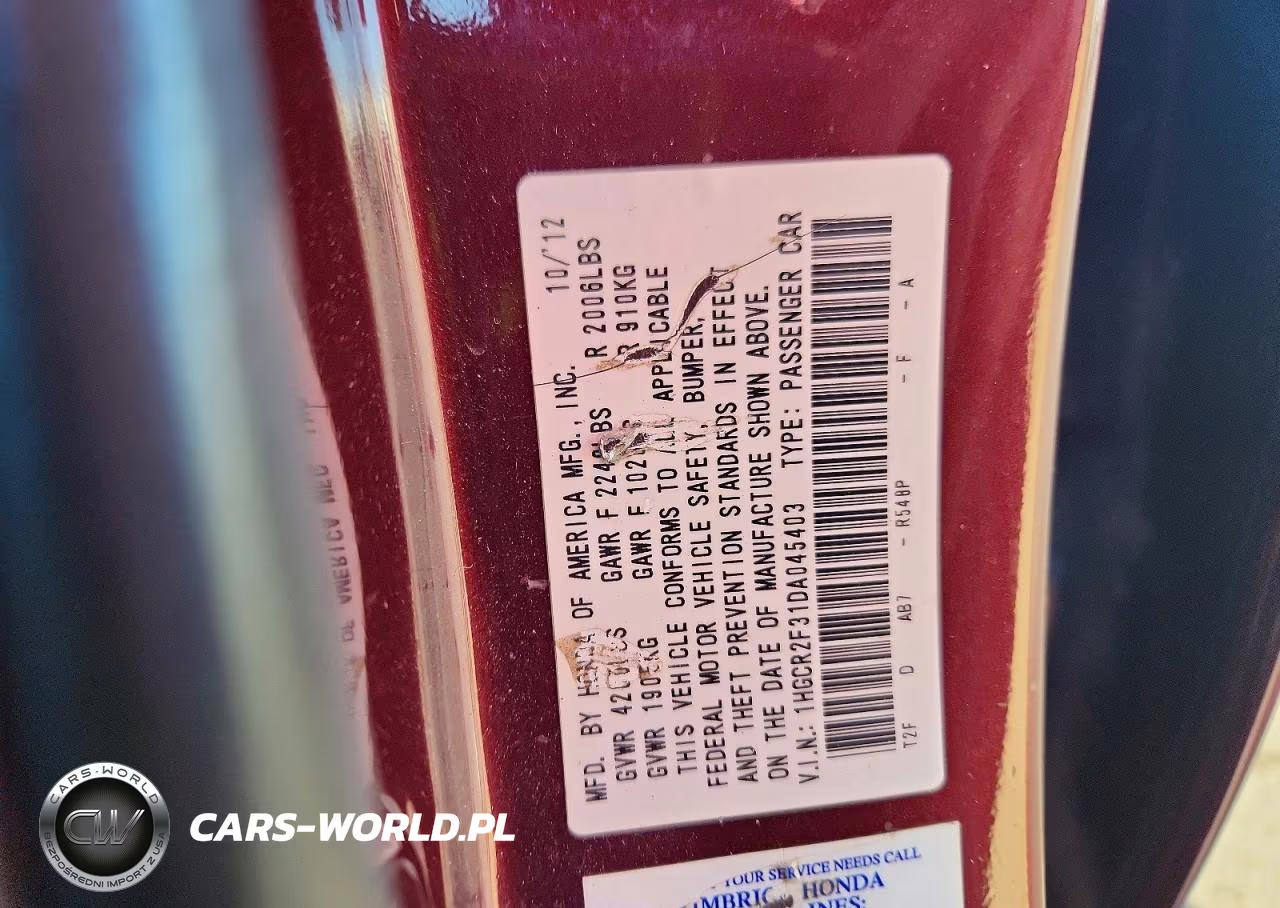 2013 Honda Accord Lx VIN:1HGCR2F31DA045403 - 13