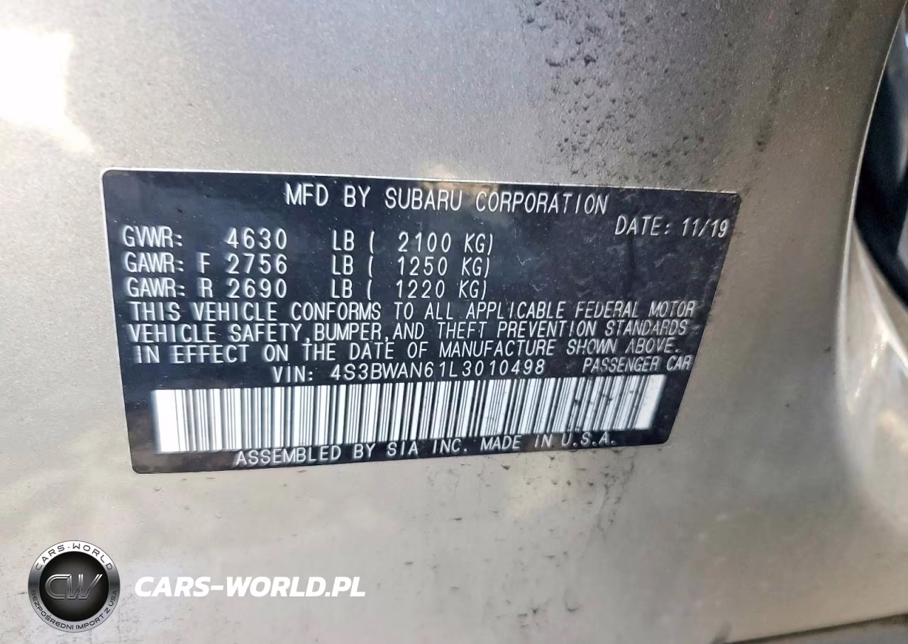 2020 Subaru Legacy Limited VIN:4S3BWAN61L3010498 - 12