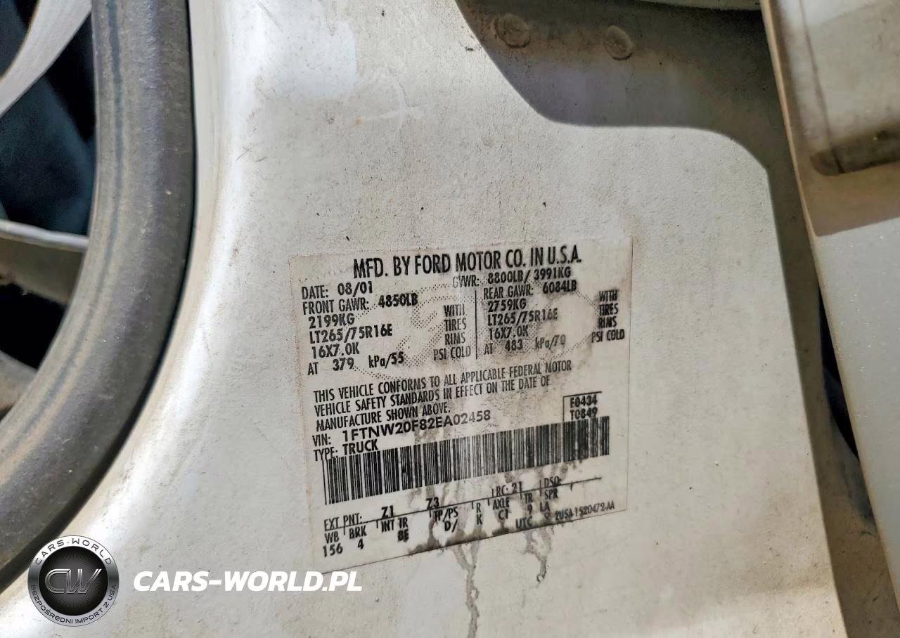 2002 Ford F250 Super Duty VIN:1FTNW20F82EA02458 - 12