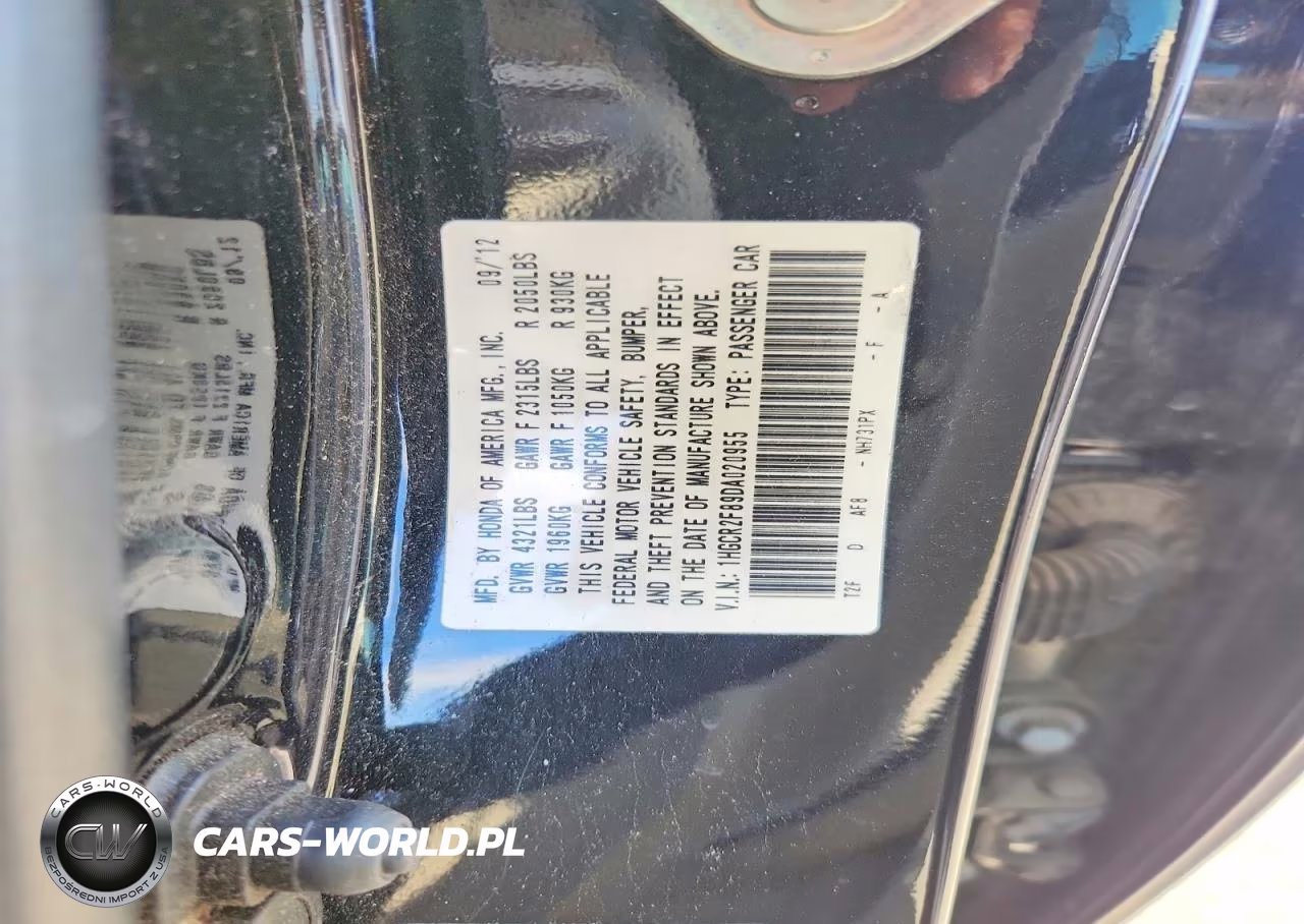 2013 Honda Accord Exl VIN:1HGCR2F89DA020955 - 12