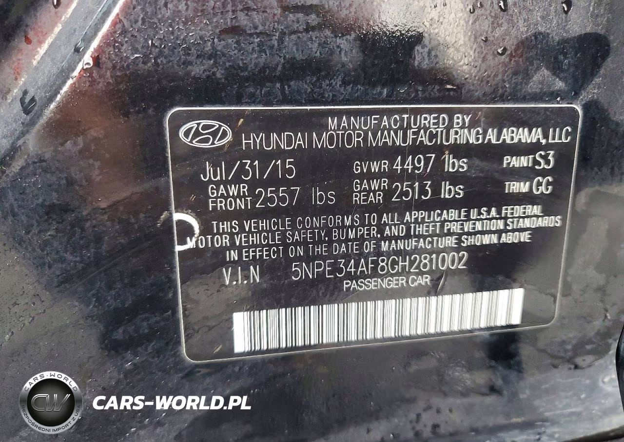 2016 Hyundai Sonata Sport VIN:5NPE34AF8GH281002 - 13