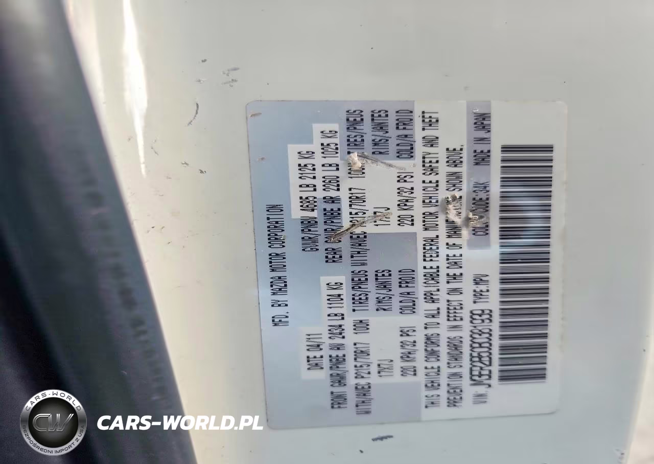 2011 Mazda Cx-7 VIN:JM3ER2B50B0381939 - 12