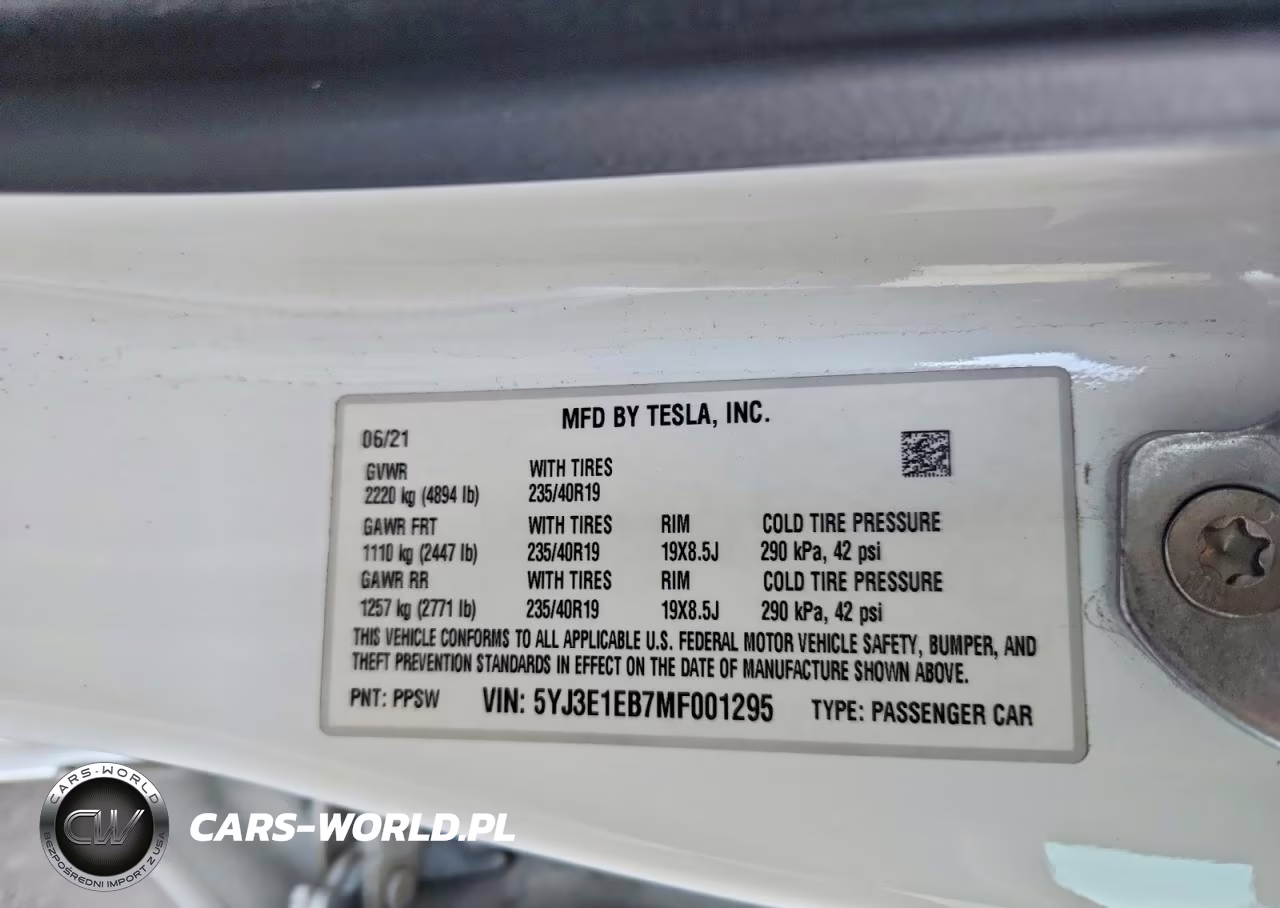 2021 Tesla Model 3 VIN:5YJ3E1EB7MF001295 - 12