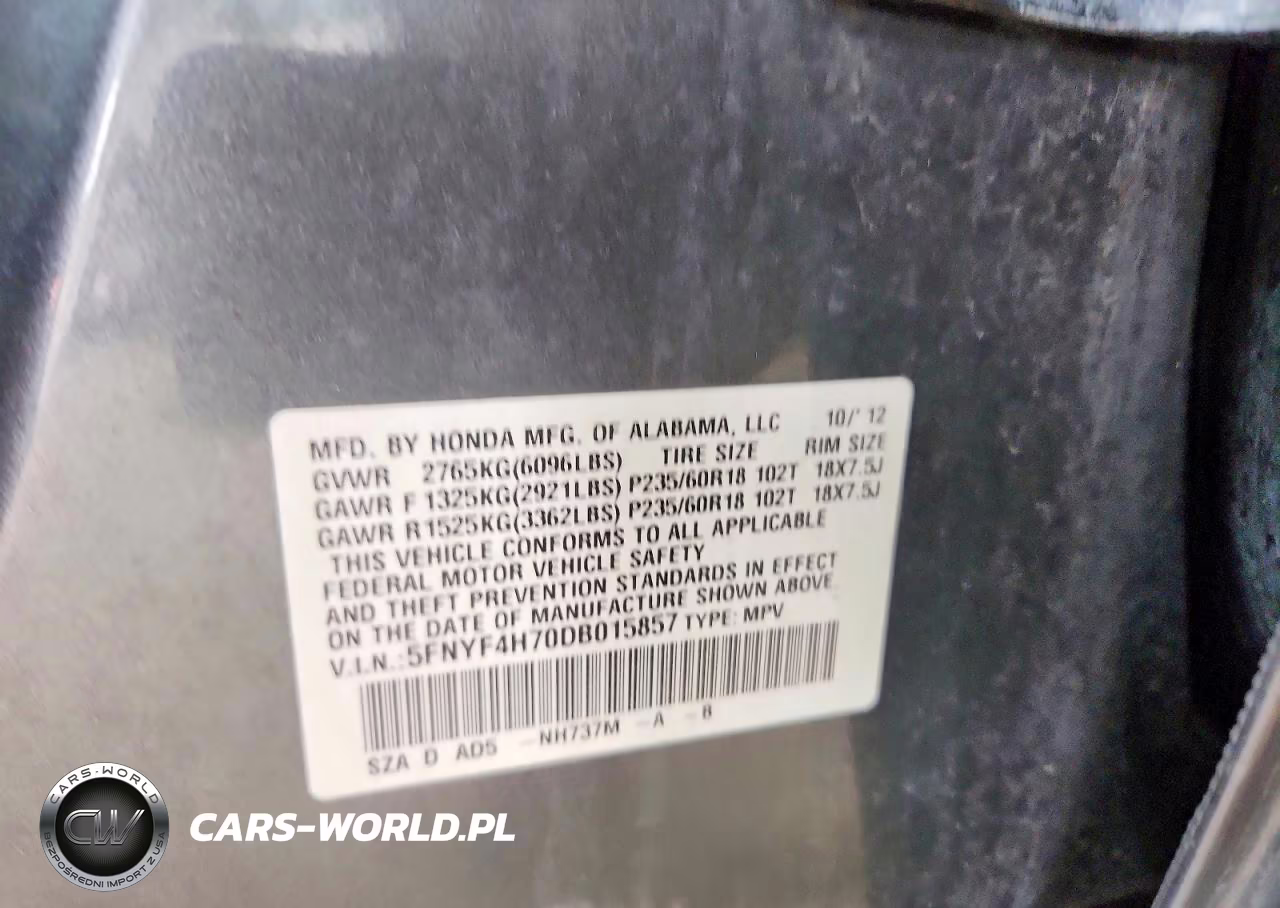 2013 Honda Pilot Exln VIN:5FNYF4H70DB015857 - 14
