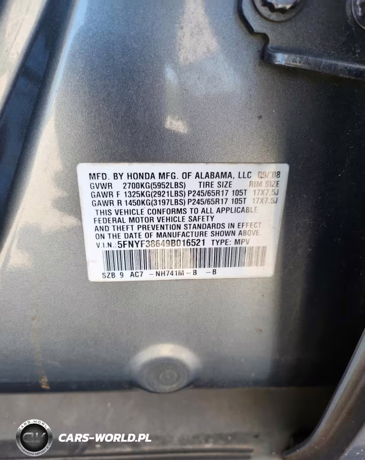 2009 Honda Pilot Exl VIN:5FNYF38649B016521 - 13