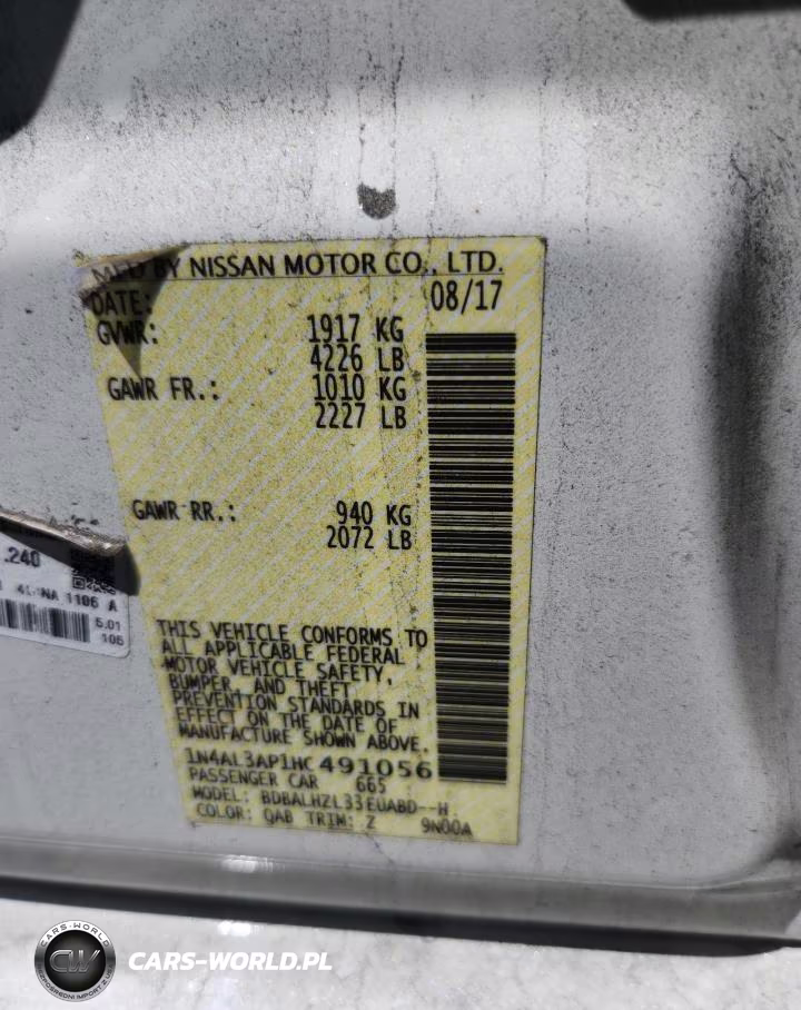 2017 Nissan Altima 2.5 Sr VIN:1N4AL3AP1HC491056 - 12
