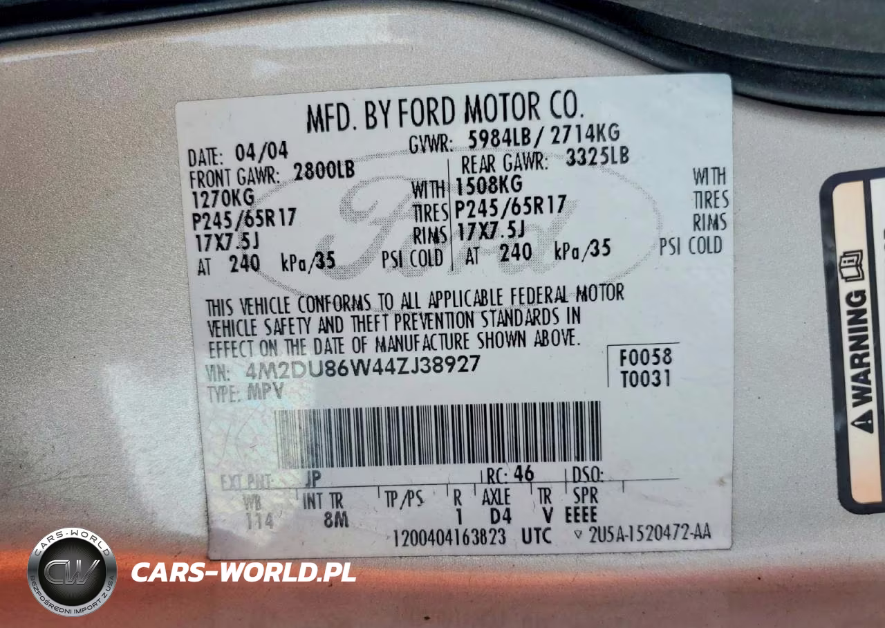 2004 Mercury Mountaineer VIN:4M2DU86W44ZJ38927 - 13