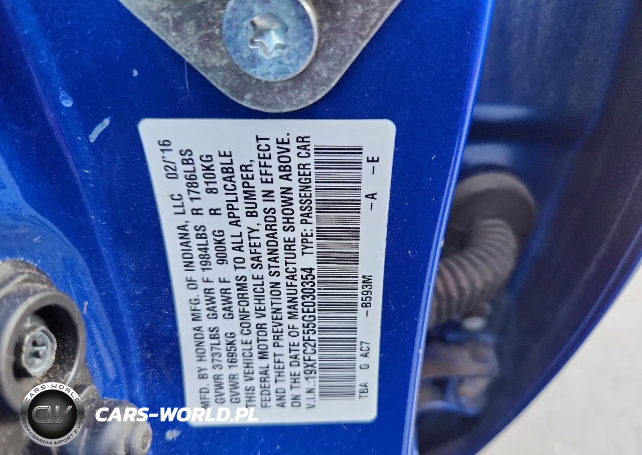 2016 Honda Civic Lx VIN:19XFC2F55GE030354 - 12
