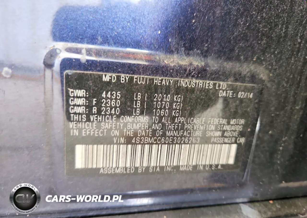 2014 Subaru Legacy 2.5I Premium VIN:4S3BMCC60E3026263 - 12