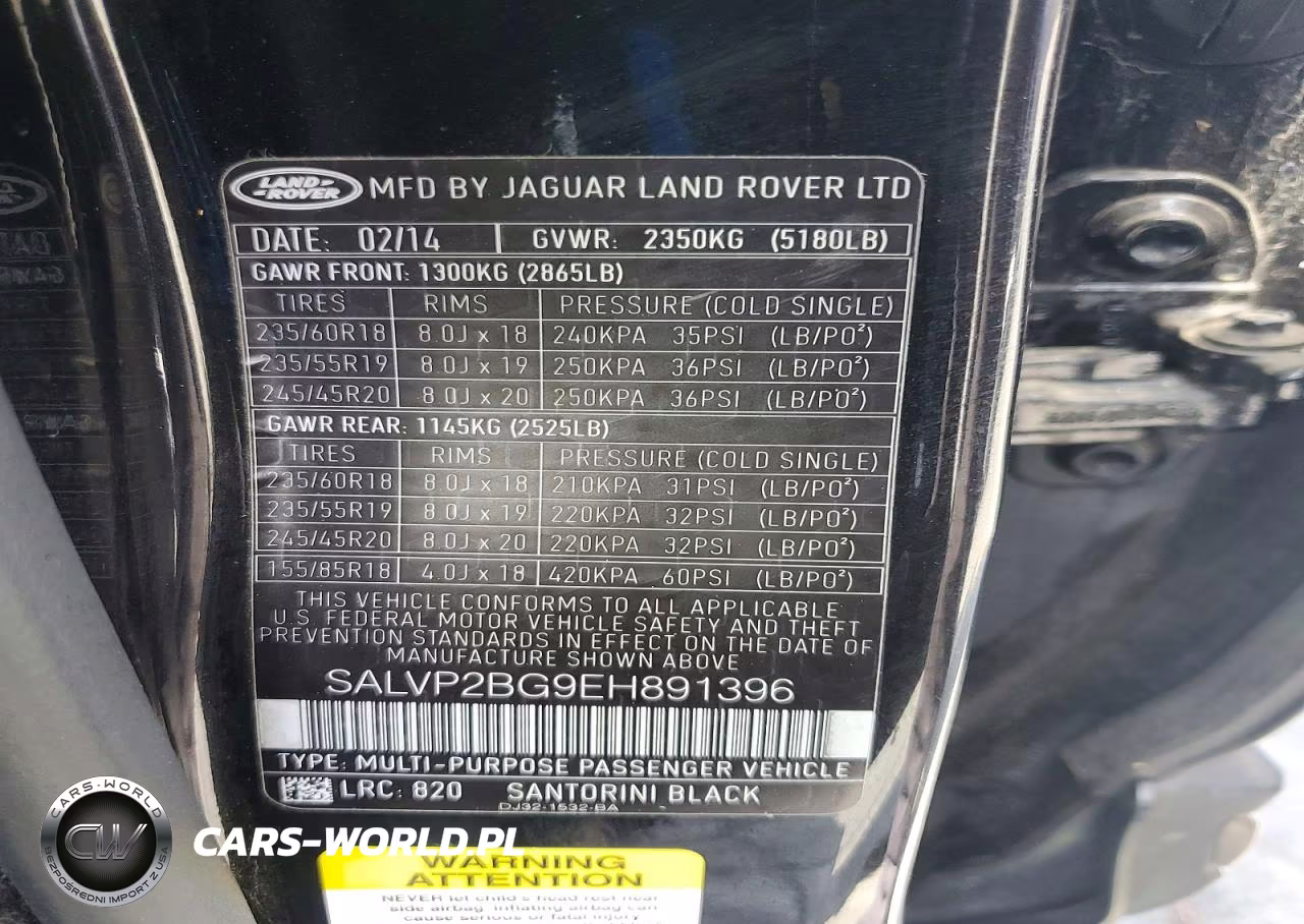 2014 Land Rover Range Rover Evoque Pure Plus VIN:SALVP2BG9EH891396 - 12