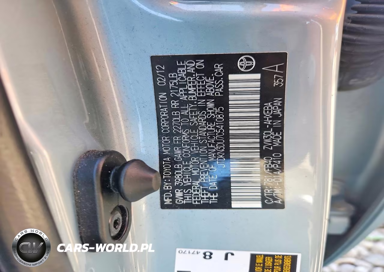 2012 Toyota Prius Two VIN:JTDKN3DU7C5410875 - 12