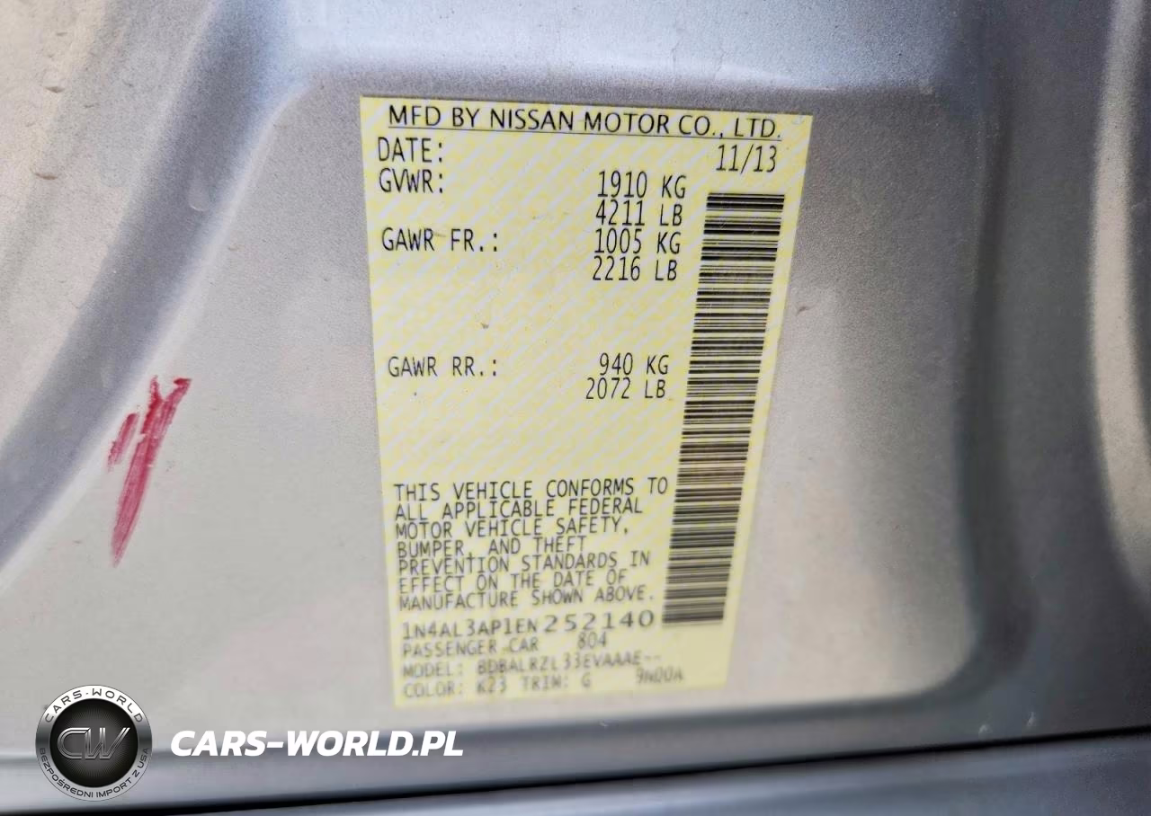 2014 Nissan Altima 2.5 S VIN:1N4AL3AP1EN252140 - 12