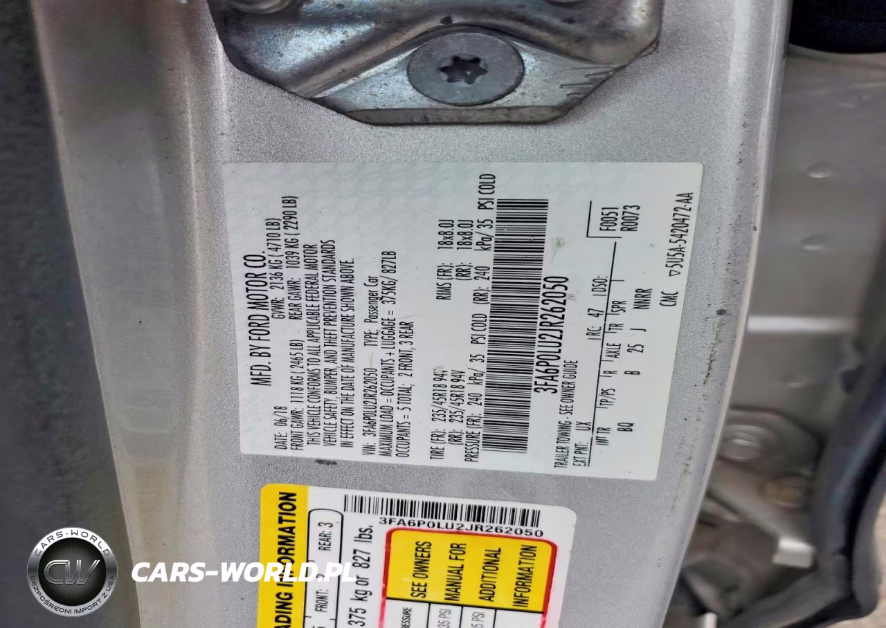 2018 Ford Fusion Se Hybrid VIN:3FA6P0LU2JR262050 - 12