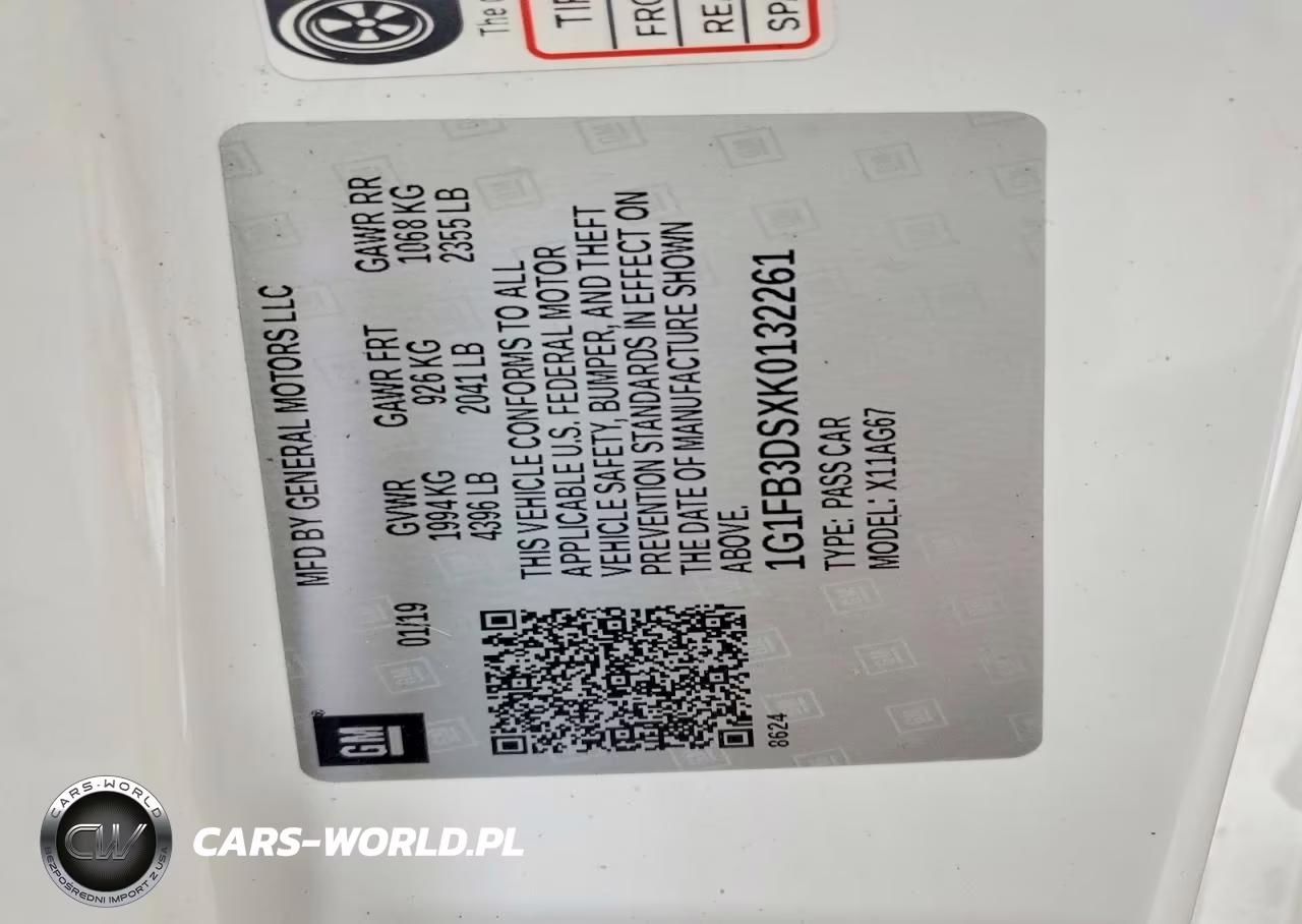 2019 Chevrolet Camaro Ls VIN:1G1FB3DSXK0132261 - 13