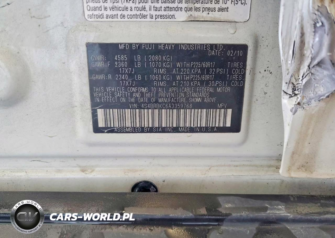 2010 Subaru Outback 2.5I Limited VIN:4S4BRBKC6A3359768 - 14