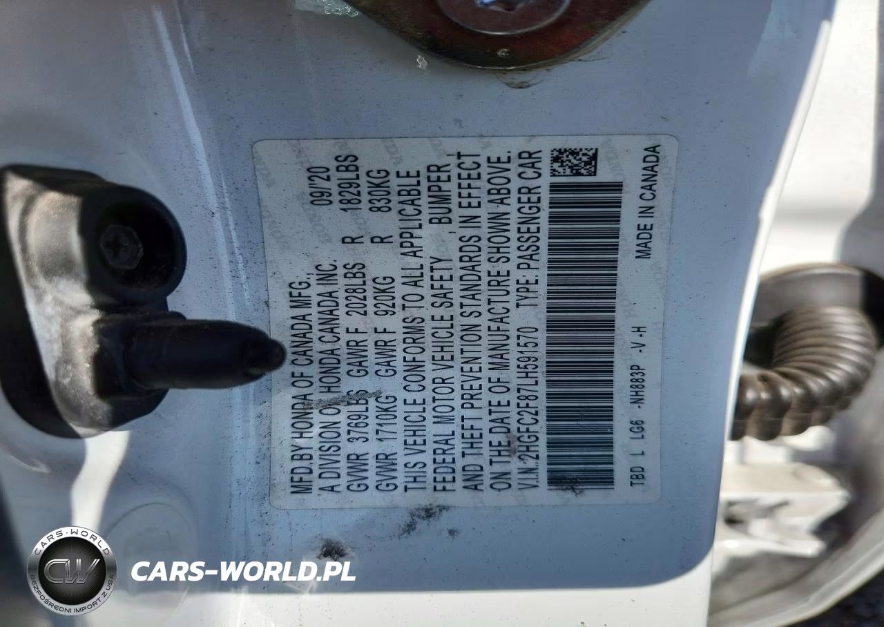 2020 Honda Civic Sport VIN:2HGFC2F87LH591570 - 12