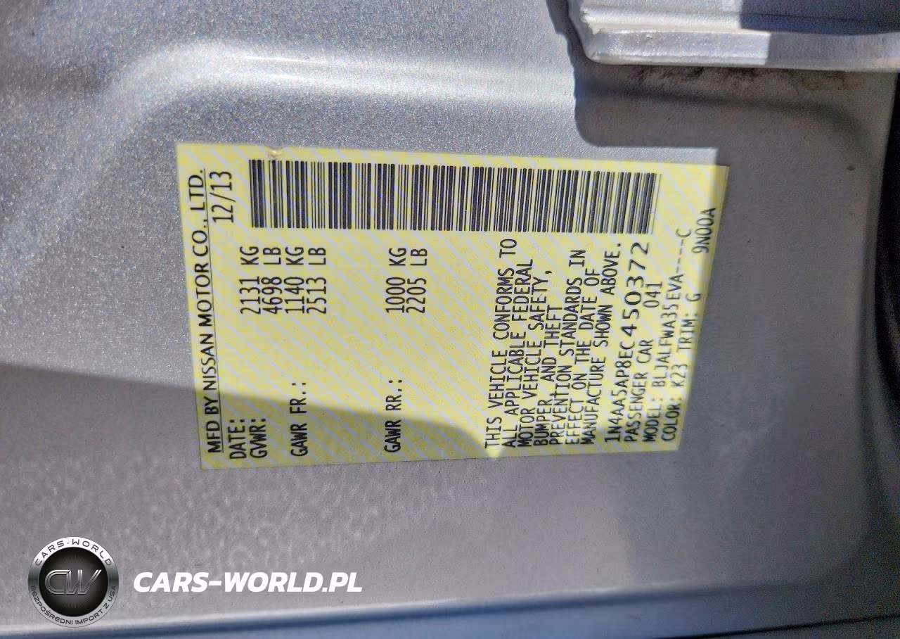 2014 Nissan Maxima 3.5 Sv VIN:1N4AA5AP8EC450372 - 12