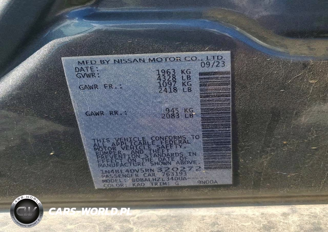 2024 Nissan Altima Sv VIN:1N4BL4DV5RN320272 - 12