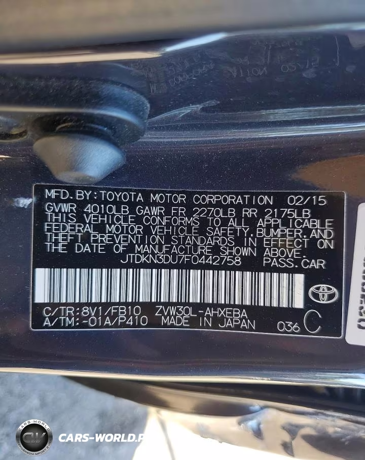 2015 Toyota Prius Base VIN:JTDKN3DU7F0442758 - 12