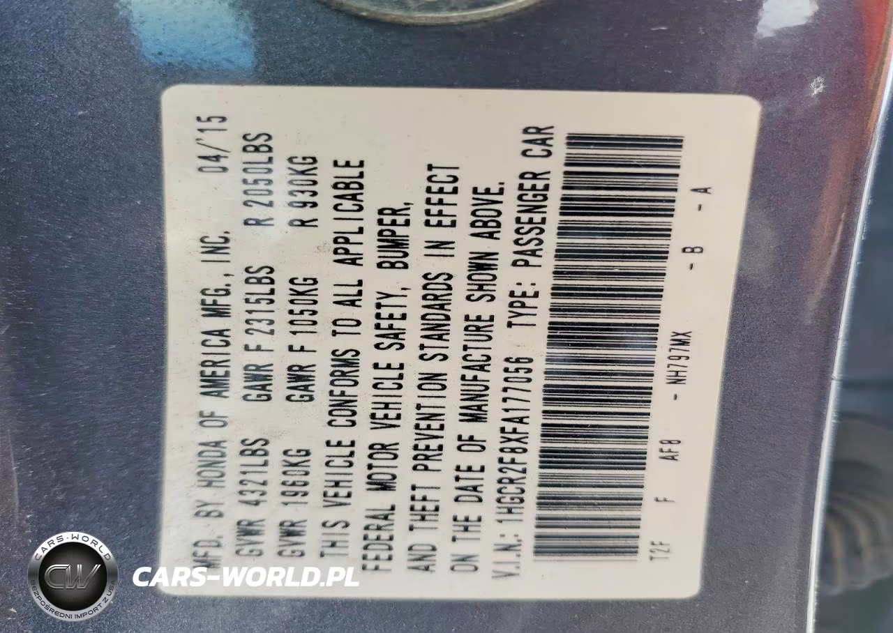 2015 Honda Accord Exl VIN:1HGCR2F8XFA177056 - 13