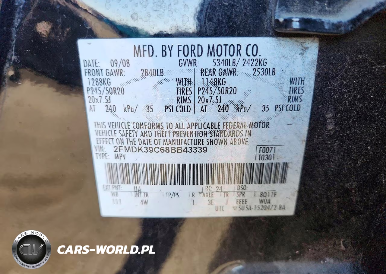 2008 Ford Edge Limited VIN:2FMDK39C68BB43339 - 13