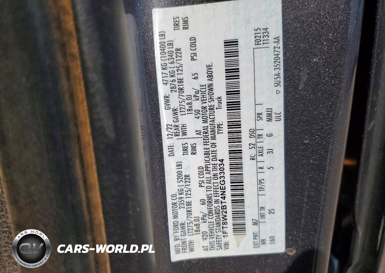 2022 Ford F250 Super Duty VIN:1FT8W2BT4NEG33034 - 12