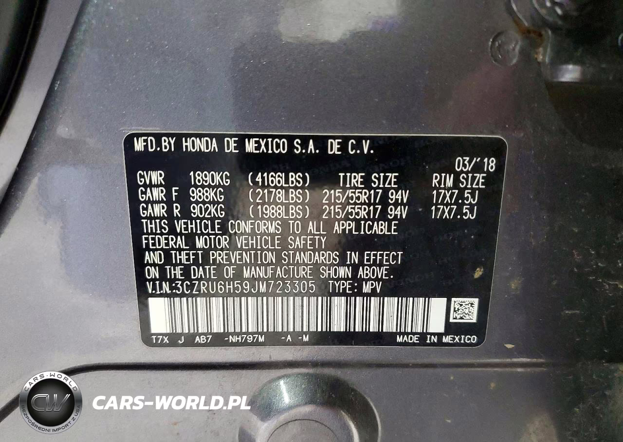 2018 Honda Hr-V Ex VIN:3CZRU6H59JM723305 - 14