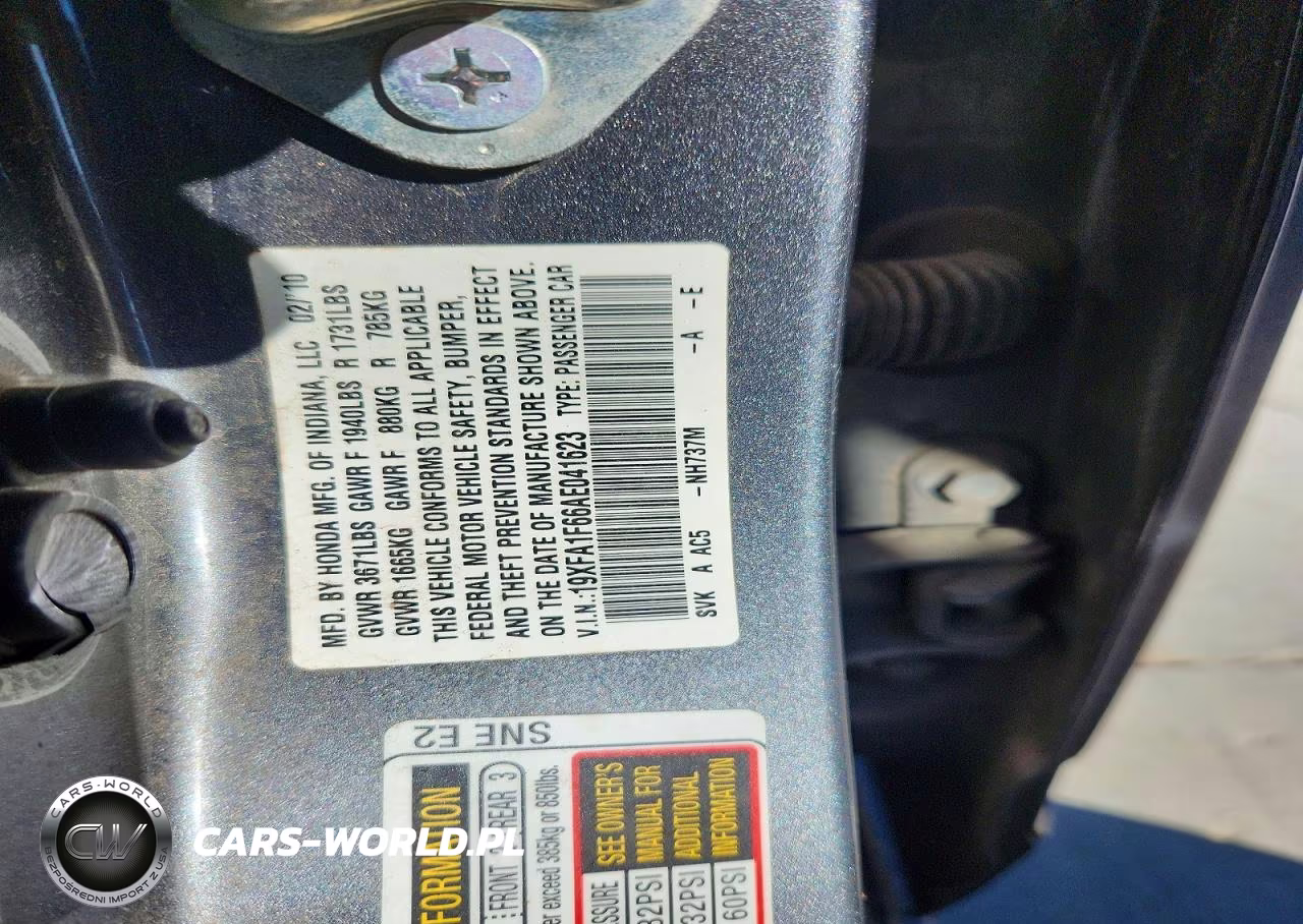 2010 Honda Civic Lx-S VIN:19XFA1F66AE041623 - 12