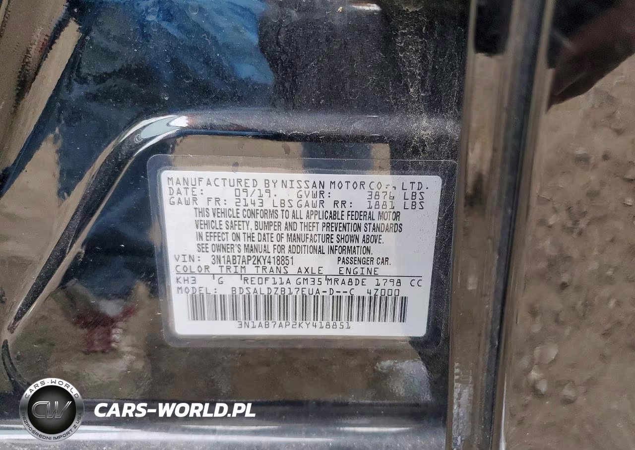 2019 Nissan Sentra Sv VIN:3N1AB7AP2KY418851 - 12