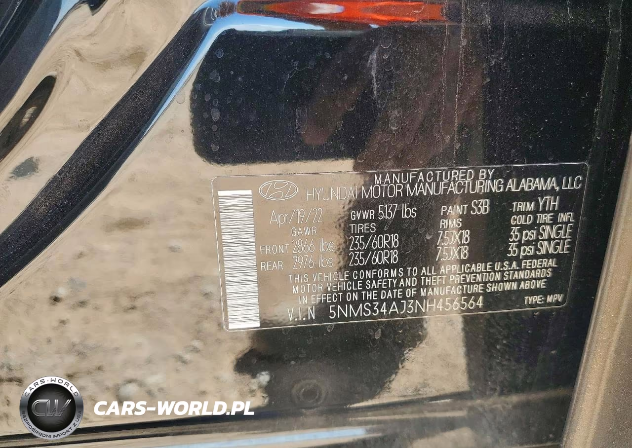 2022 Hyundai Santa Fe Sel VIN:5NMS34AJ3NH456564 - 13