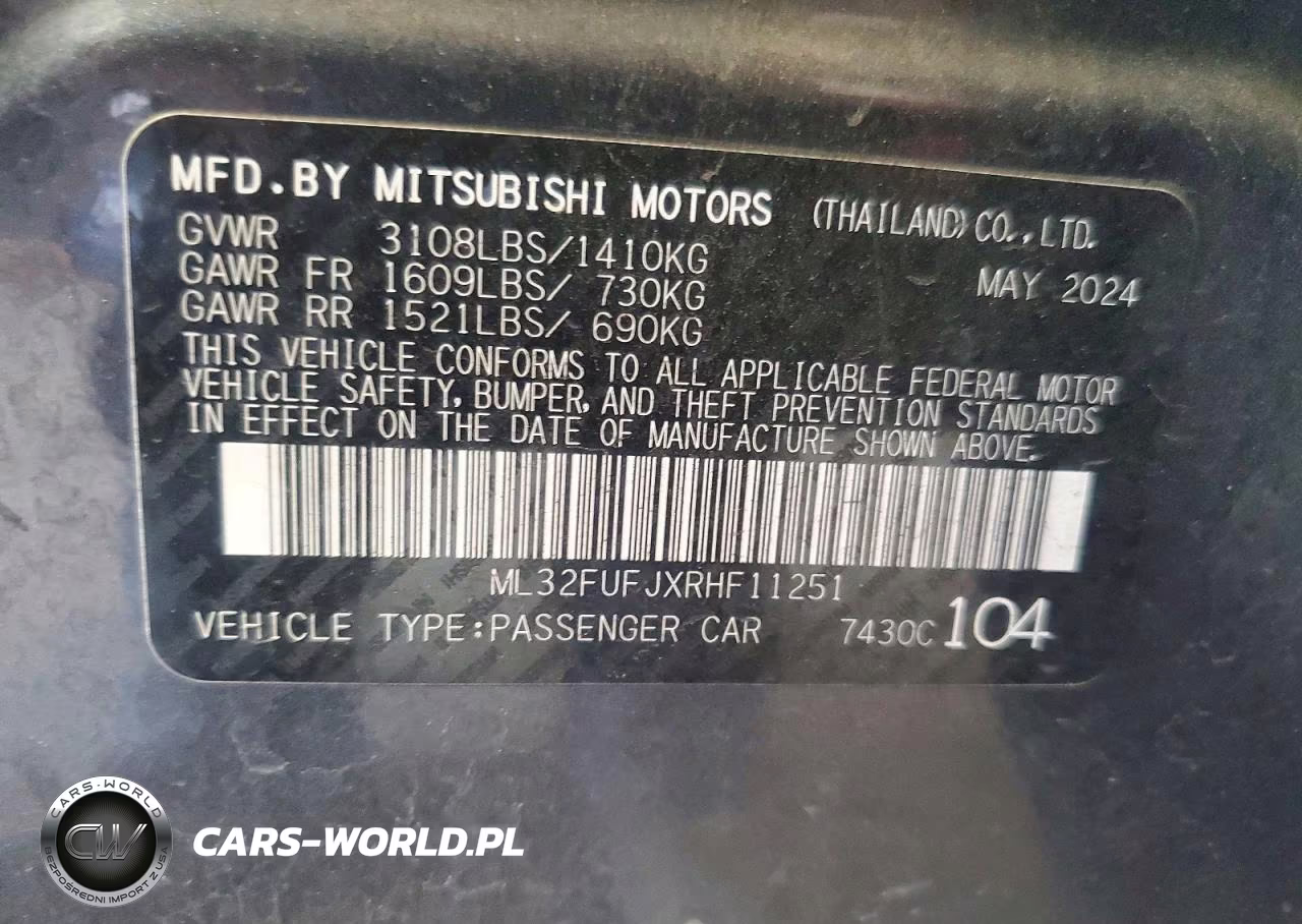 2024 Mitsubishi Mirage G4 Es VIN:ML32FUFJXRHF11251 - 12