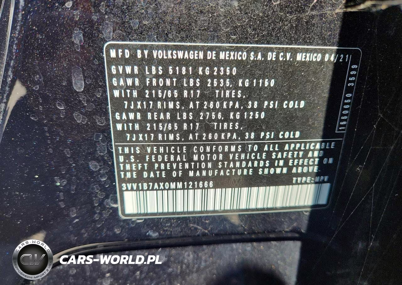 2021 Volkswagen Tiguan S VIN:3VV1B7AX0MM121666 - 13