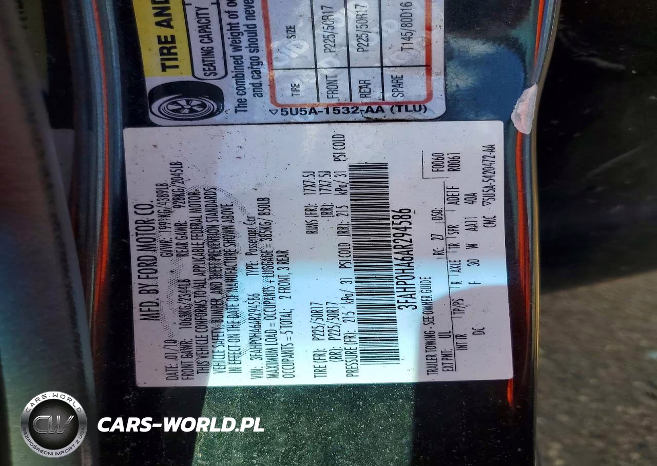 2010 Ford Fusion Se VIN:3FAHP0HA6AR294586 - 12