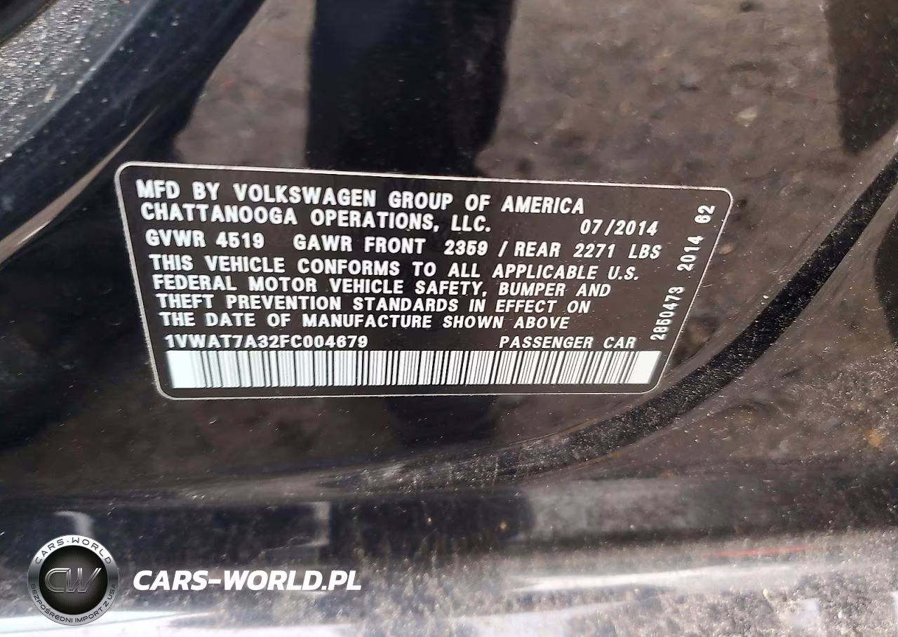 2015 Volkswagen Passat S VIN:1VWAT7A32FC004679 - 12