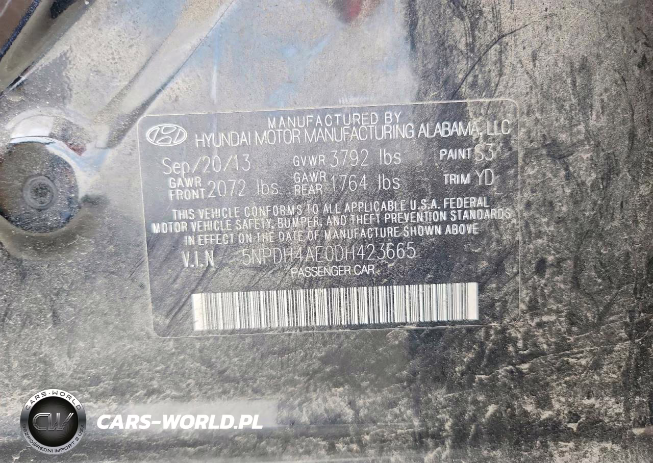 2013 Hyundai Elantra Gls VIN:5NPDH4AE0DH423665 - 12