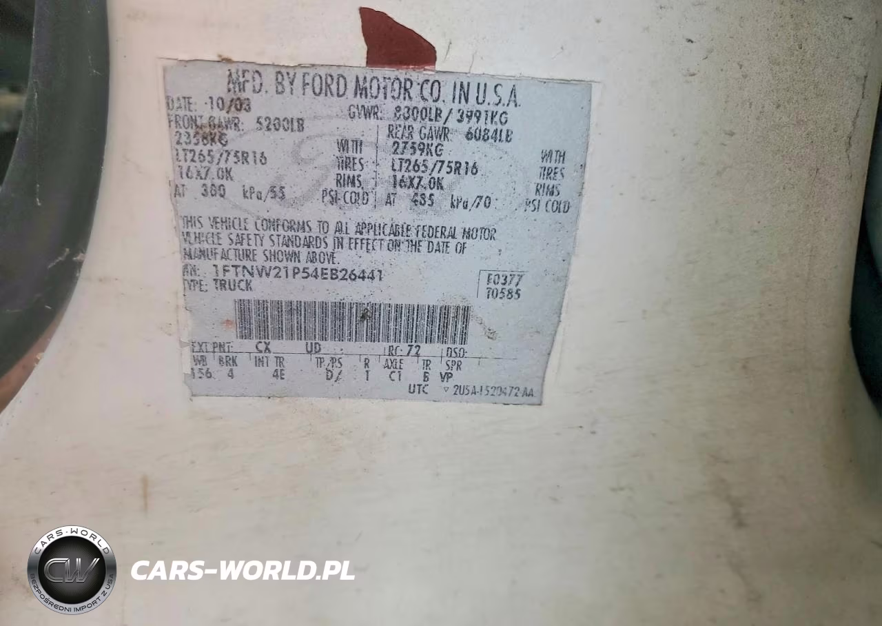 2004 Ford F250 Super Duty VIN:1FTNW21P54EB26441 - 12
