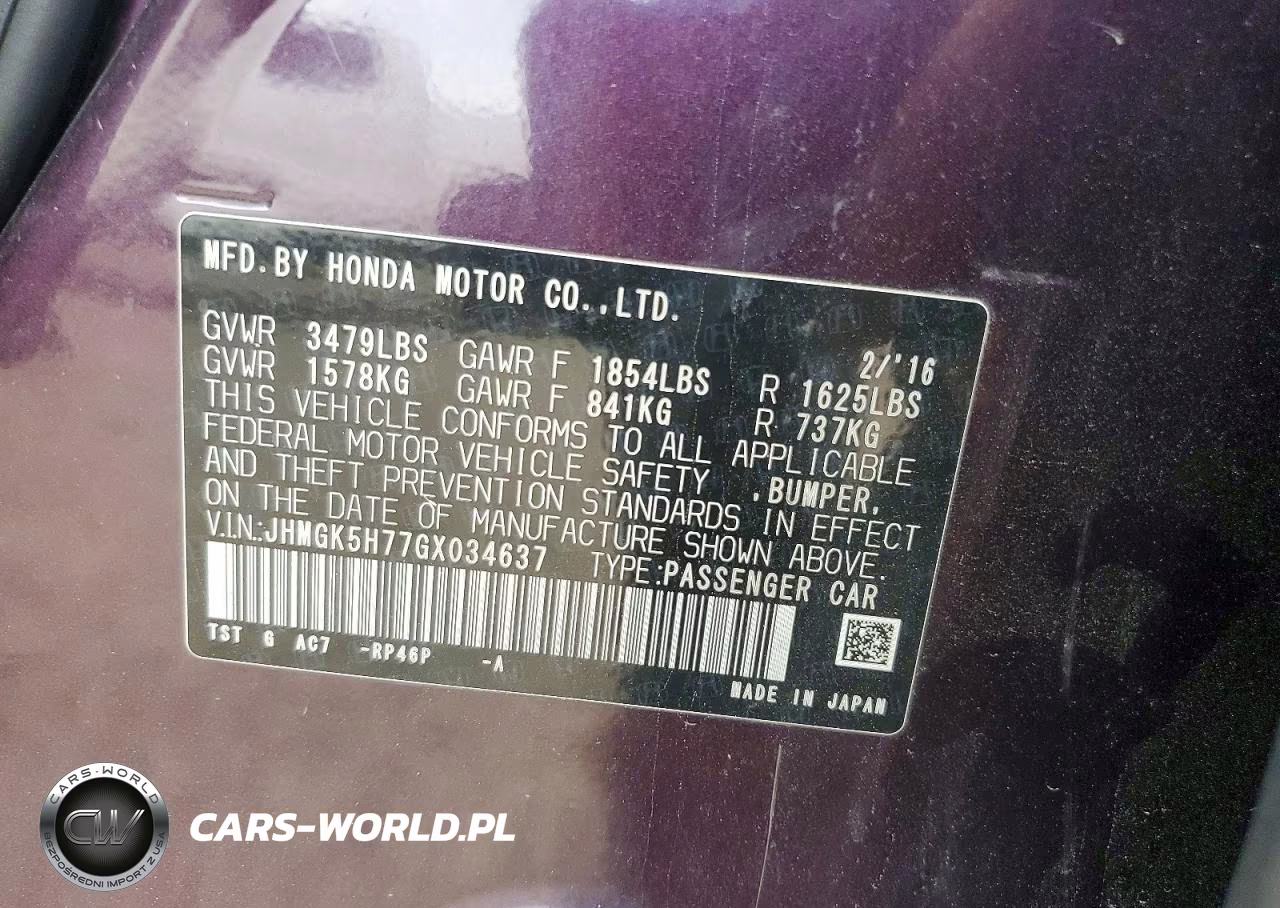 2016 Honda Fit Ex VIN:JHMGK5H77GX034637 - 12