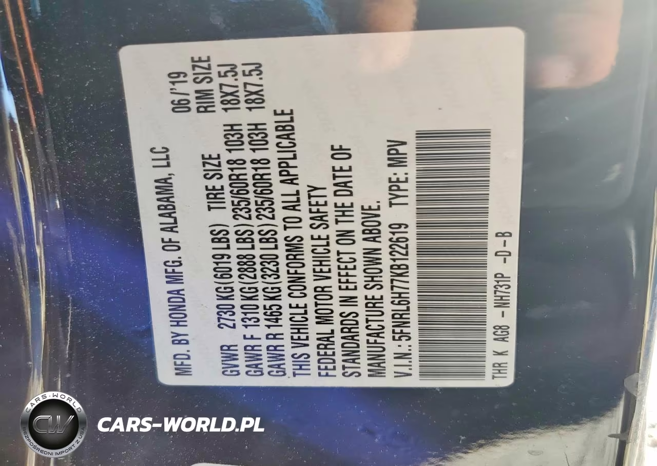 2019 Honda Odyssey Exl VIN:5FNRL6H77KB122619 - 13