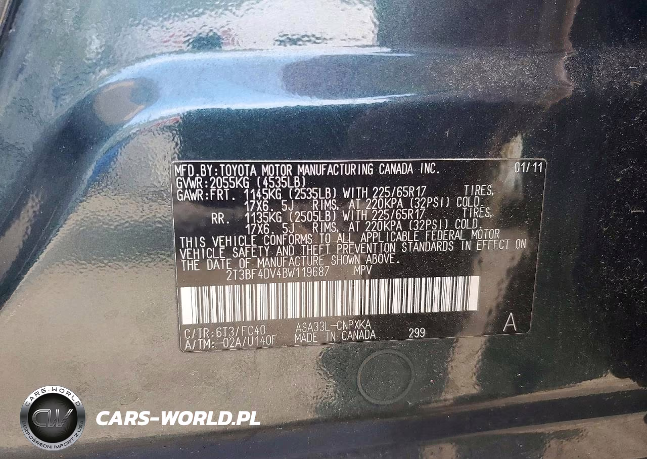 2011 Toyota Rav4 Base VIN:2T3BF4DV4BW119687 - 12