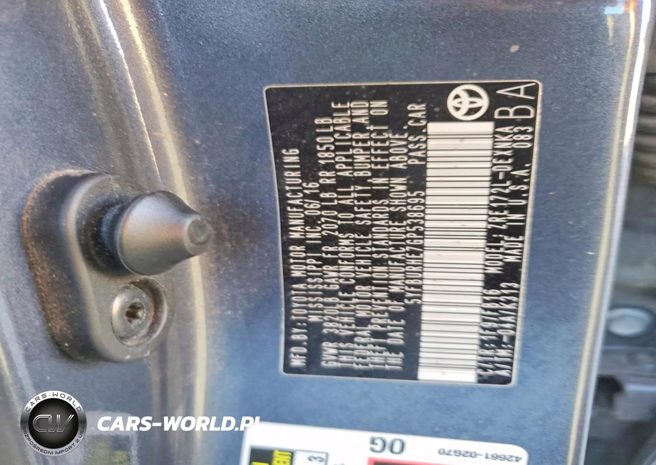 2016 Toyota Corolla Le VIN:5YFBURHE7GP538695 - 13