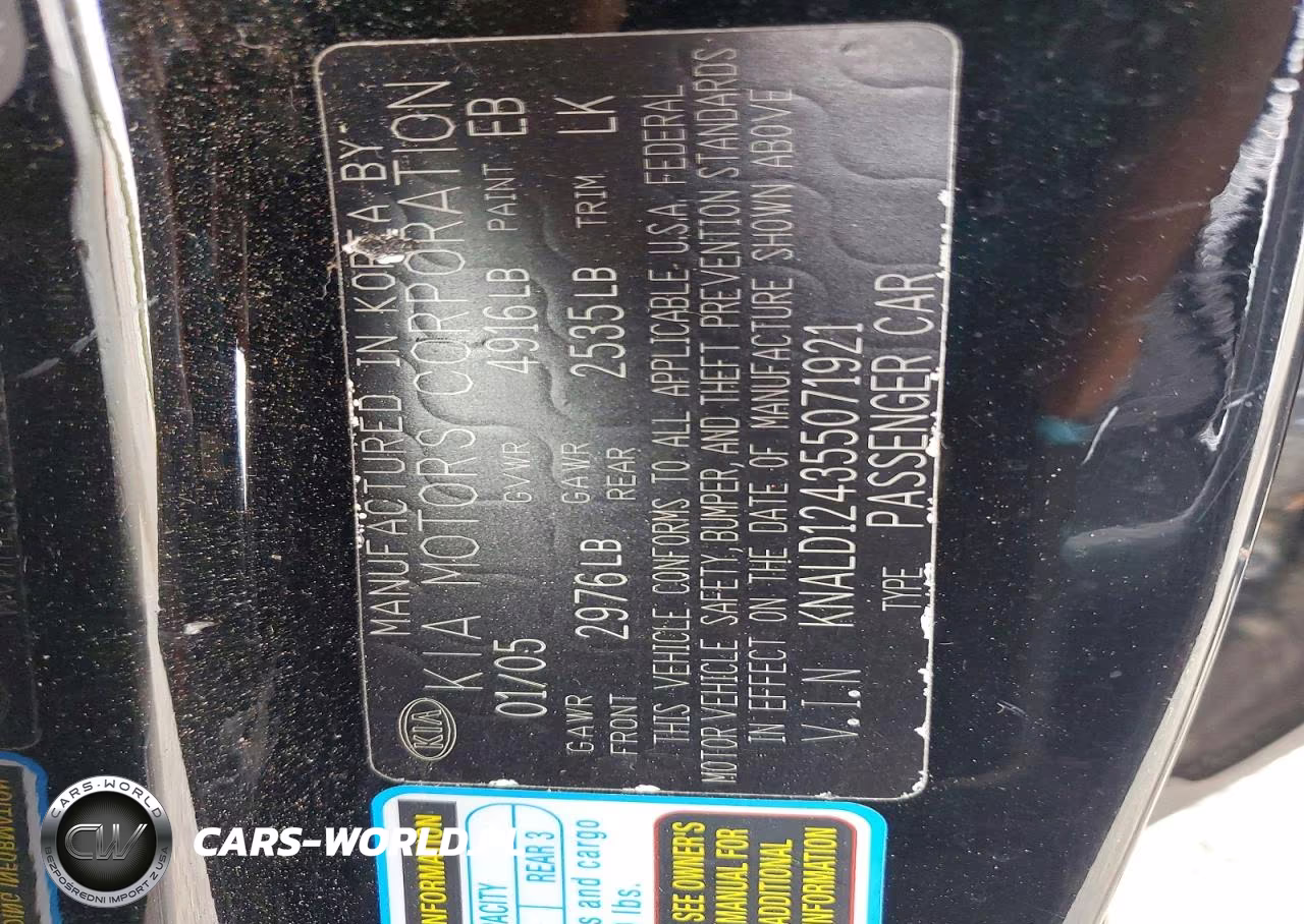 2005 Kia Amanti Base VIN:KNALD124355071921 - 13